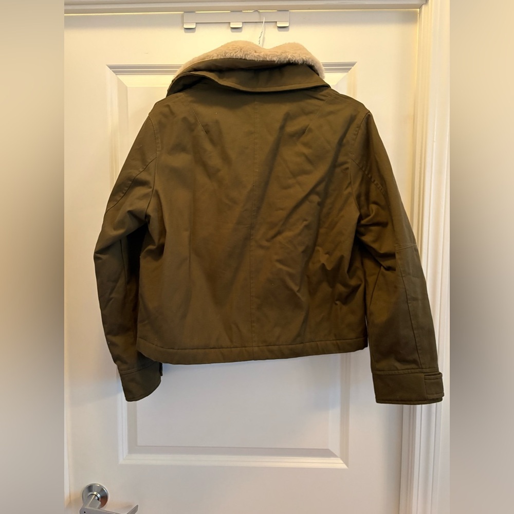 Mango Oversized Khaki Parka Faux Fur Collar Jacket NWT Small - Picture 6 of 14